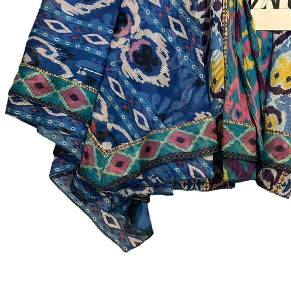 ZARA NWT Boho Mixed Prints Asymmetrical Hem Mini Skirt XS - Picture 6 of 16